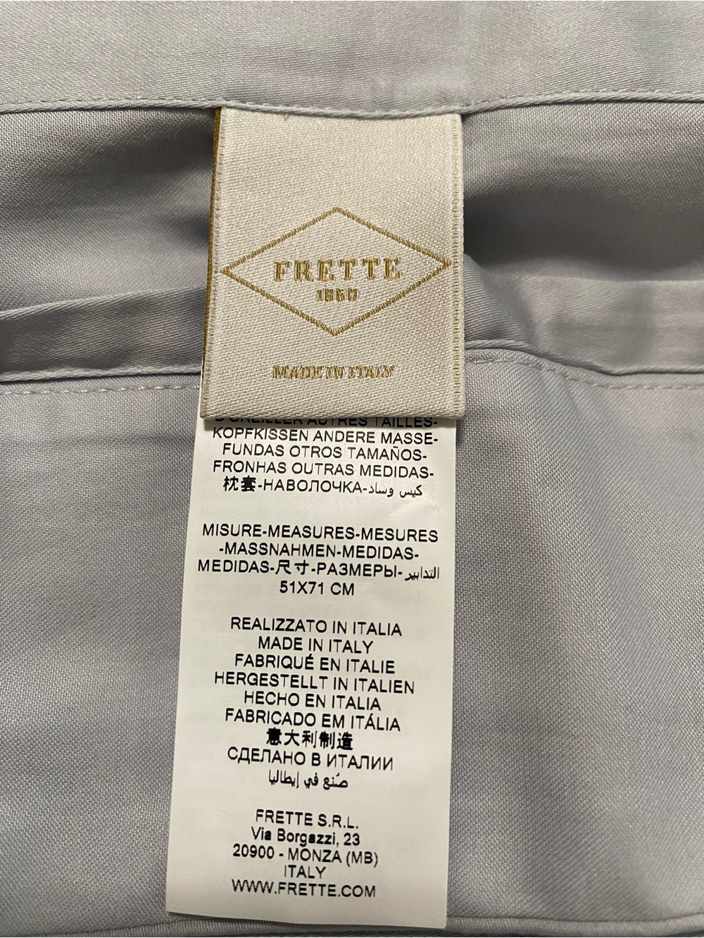 Frette (1) pillow case  standard (silver ) New with outages
